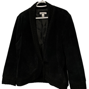 Women’s Coldwater Creek Women's Black Suede Jacket With Knit Details Size 1X